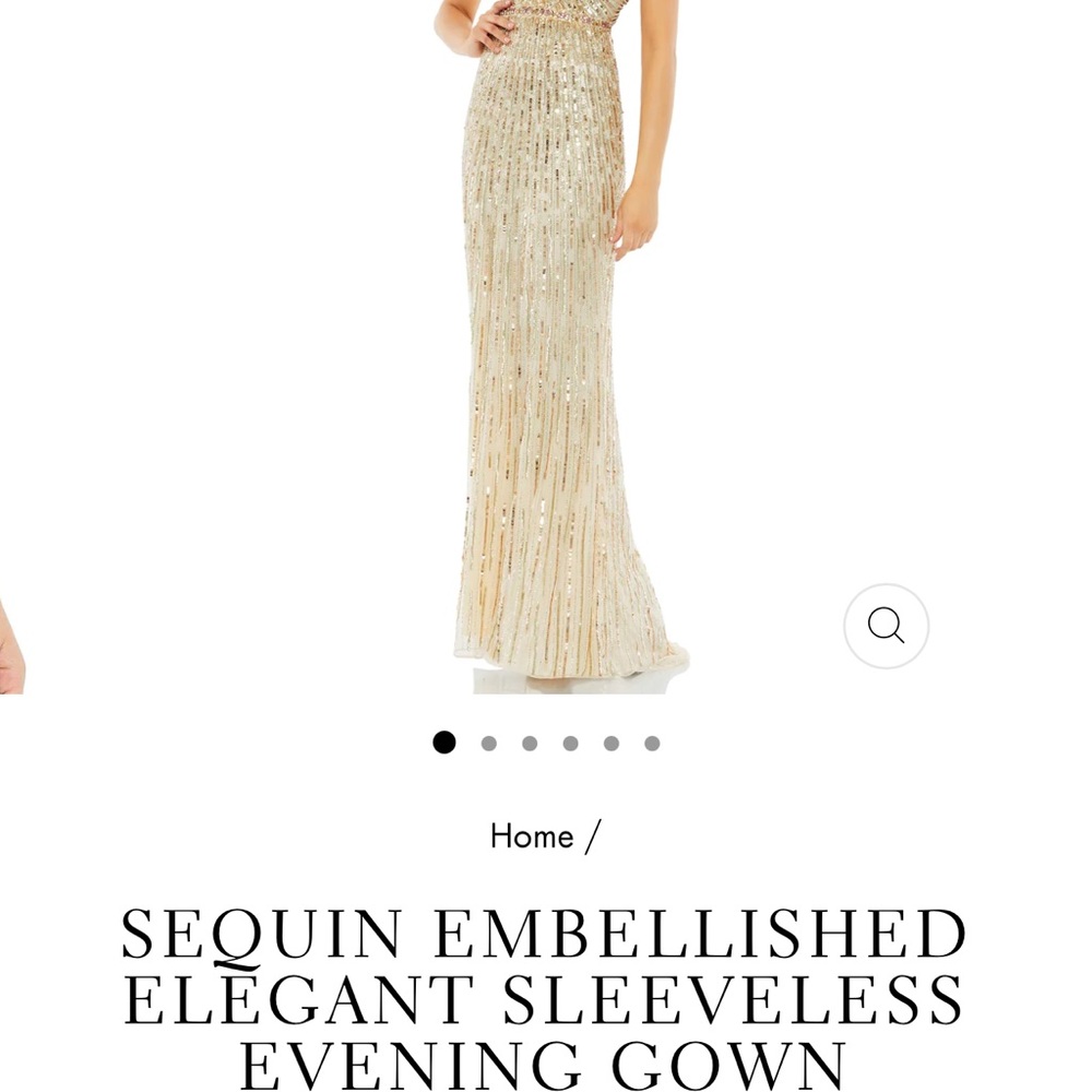 NWT Mac Duggal size 8  $598 sequin gown in nude gold .